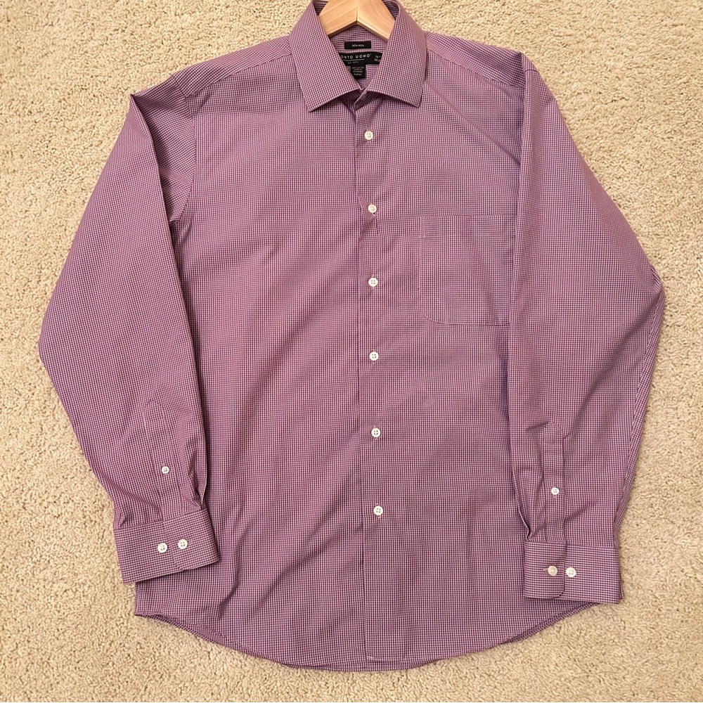 Elegant Pronto Uomo Men's Purple Button Up Dress Shirt